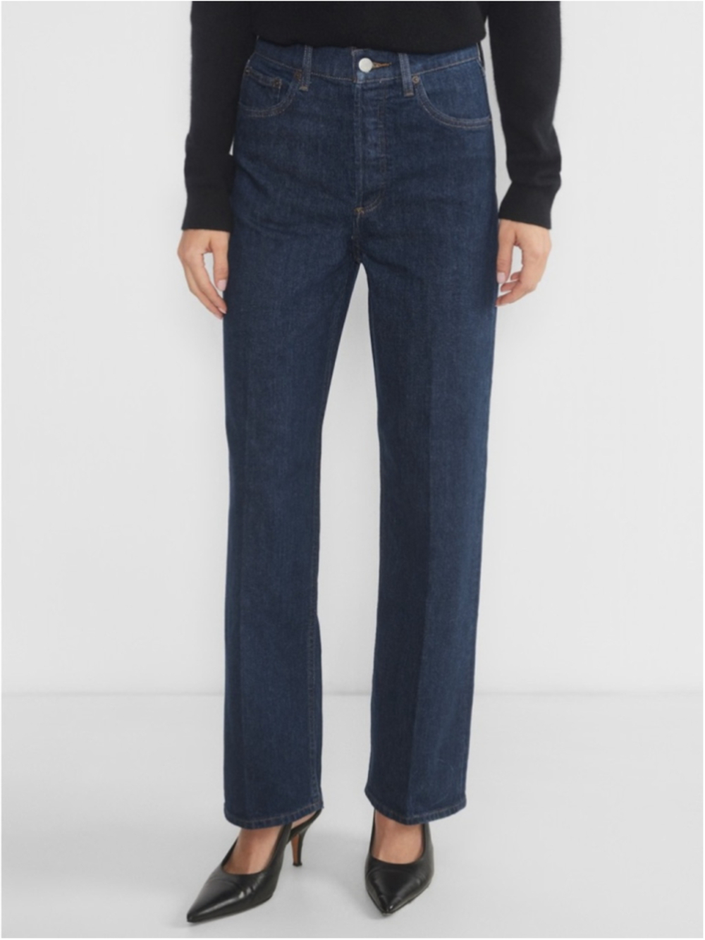 Denim Forum The Arlo Hi-Rise Straight Jean Size 25 Midnight Blue Aritzia